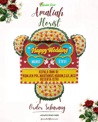 Karangan Papan Bunga Pernikahan di Bumiaji